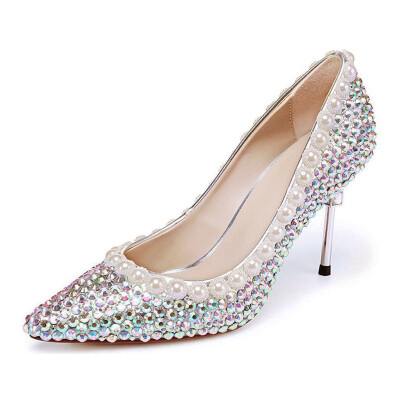 

Silver fine drilled high heel high heel single shoe Fashion wedding party womens shoes