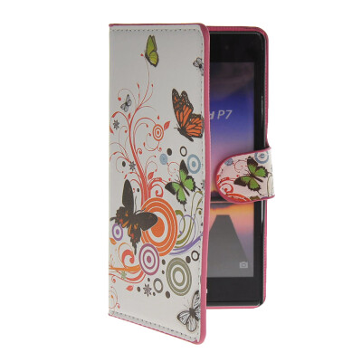 

MOONCASE Butterfly style Leather Side Flip Wallet Card Slot Stand Pouch чехол для Huawei Ascend P7