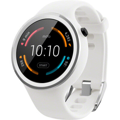 

Motorola&39s new generation of Moto 360 Sport smart sports watch 45 mm silicone strap all-weather mixed backlit display with built-in GPS ice white