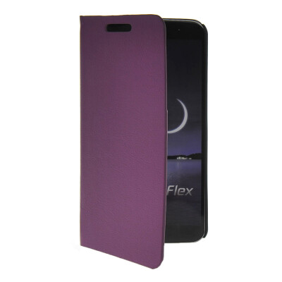 

MOONCASE Slim Leather Side Flip Wallet Card Holder Pouch with Kickstand Shell Back Case Cover for LG G Flex F340 Purple