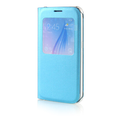

MOONCASE High grade Leather Side Flip Pouch Shell Back ЧЕХОЛ ДЛЯ Samsung Galaxy S6 Blue