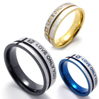 

Hpolw Mens Stainless Steel LOVE ONLY YOU Promise Ring Wedding Bands Gold Black Silver