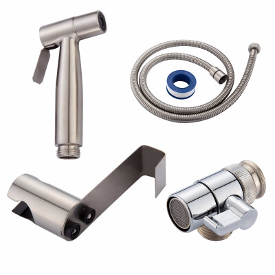 

Free shipping SUS304 Stainless Steel Nickle Bathroom Handheld Bidet Shattaf Sprayer with valve