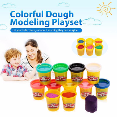 

Colorful Dough Compound Modeling Sculpting Playset With 12 Individual 2 Ounce Cans of Dough Baby Kids Gift
