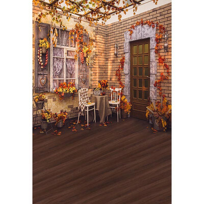 

Autumn Courtyard Photo Backdrop 57FT Vinyl Fabric Cloth Digital Printing Photo Background -3246