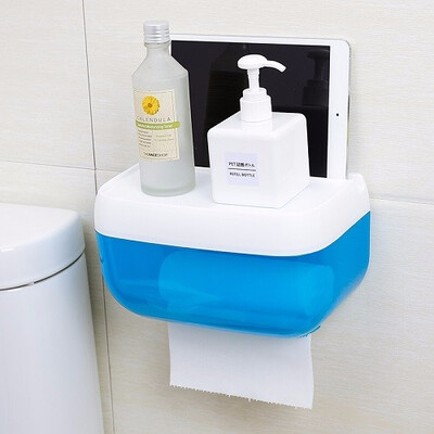 

Cntomlv Promotion Waterproof Toilet Paper Holder Tissue Roll Stand Box with Shelf Rack Bathroom