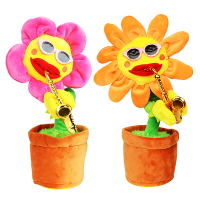 

Saxophone Dancing And Singing Flower Enchanting Sunflower Soft Stuffed Plush Toys Funny Electric Toys For Kids Party Toys Kawai