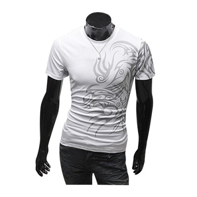 

Zogaa New Men's T-Shirt European Dragon Tattoo Round Collar