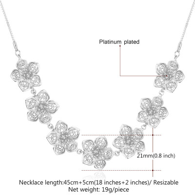 

Ожерелье Большой цветы Мода для женщин Платина покрыла Ссылка цепи Романтическое партии коренастый цветок ожерелье женщин
