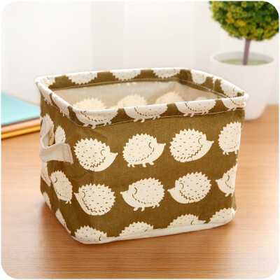 

YINNO Cute Animal Printing Cotton Linen Office Desktop Storage Organizer Sundries Storage Box Cabinet Underwear Storage Basket