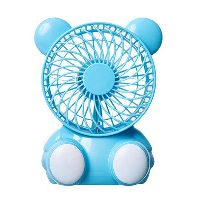 

Youlejia desktop colorful network data cable rechargeable battery dual-use 2 block adjustment fan Mid-Autumn Festival gift mini cartoon bear student dormitory office fan blue S358A