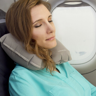 

TRAVELON inflatable U-shaped pillow folding portable neck pillow aircraft car travel outdoor nap pillow 02049 Gray 510