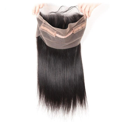 

Pre Plucked 360 Lace Frontal Closure With Baby Hair silky straight 100 Brazilian Remy Hair Natural Black