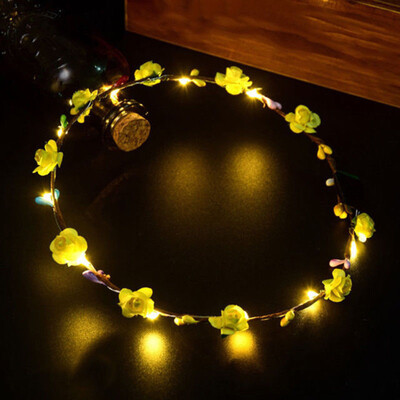 

Wedding Xmas Party Women Girls LED Light Up Flower Headband Hair Wreath Garland