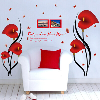 

Romantic Red Morning Glory Wall Stickers Living Room Wall Decals Bedroom Wallpaper