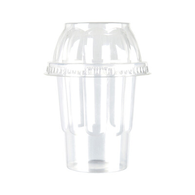 

OTOR Ice Cream Bowl Cup with Dome Cover Clear PP Plastic Milk Shake Yogurt Ice Smoothie Cup Summer Supplies 100pcs