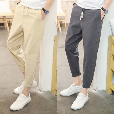 

Men&39s nine-ninths flax flax Korean version of the trend loose-fitting casual pants small feet cotton hemp pants two men&39s pants