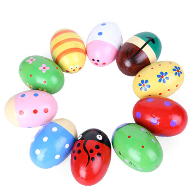 

1pc Hot Sale Wooden Sand Eggs Instruments Percussion Musical Toys For Children Kids Education Toy Sent By Random