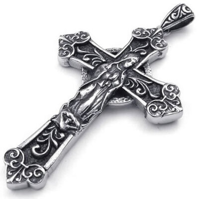 

Hpolw New Designs Jewerly Mens Stainless Steel Casting Black&silver Jesus/Virgin Mary Cross Pendant Necklace,18-26 inch Chain