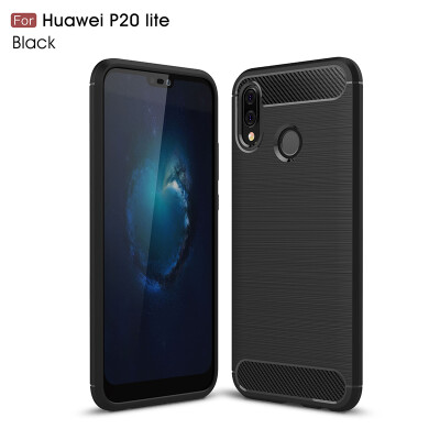 

Goowiiz Phone Case For Huawei P20 LiteNova 3E Fashion Slim Carbon Fiber TPU Soft Silicone Prevent falling