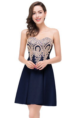 

2018 Keyhole Short Appliques A-Line Sleeveless Mini Homecoming Dresses