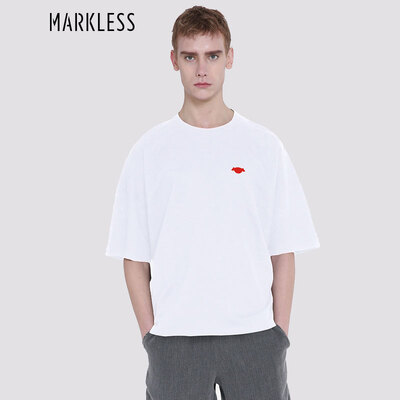 

Markless short-sleeved t-shirt male Jingdong JOY joint model 2018 summer new mens short-sleeved cotton youth embroidery round neck t-shirt TXA8657M white 18096