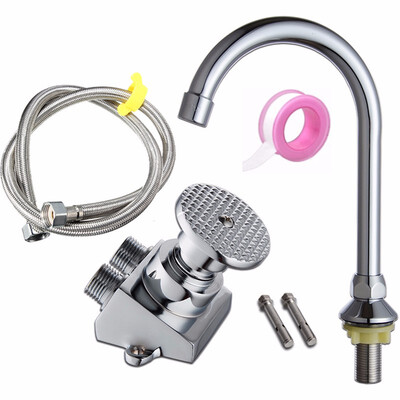 

BaiDaiMoDeng Copper Faucet Basin Floor Mount Pedal Hospital Medical Laboratory Foot Switch Tap1 M 304 Stainless Steel Hose X 1