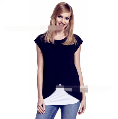 

2018 Green Home Two-Layer Pregnant Woman Care Pregnant Woman Breastfeeding T-shirt Funny Fashion Maternity Clothing