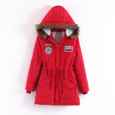 

Plus Size Thick Cotton Warm Jacket Womens Outwear Parkas Female Womens Winter Jacket Coat Fur Collar Hooded Coat