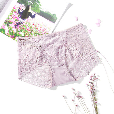

Xia Wei Fang Lace sexy ladies panties stretch hollow comfortable elastic waist briefs 1032-1 light purple code