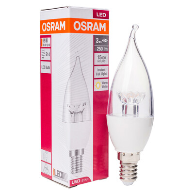 

OSRAM (OSRAM) Светодиодная лампа выталкивает хвост пузыря 3W E14 маленький рот теплый белый желтый свет
