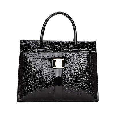 

Vintage style women bag patent leather crocodile bags women ladies handbag fashion tote bags handbags women famous brands