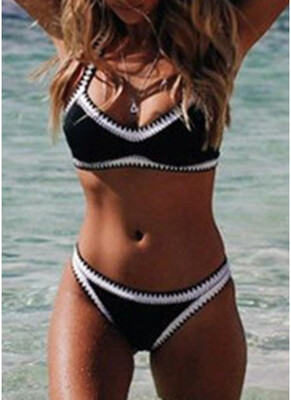 

2018 Contrast Padded Bra Swimsuit Bathing Suit Push-Up Beachwear Set