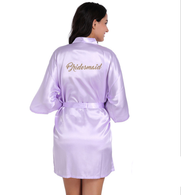 

Short Robe Bride Bridesmaid Silk Satin Kimono dressing Gown Sleepwear Bathrobe