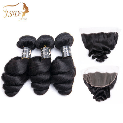 

JSDshine Brazilian Virgin Hair Bundles with Frontal Loose Wave Bundles with Frontal Human Hair with Frontal Closure