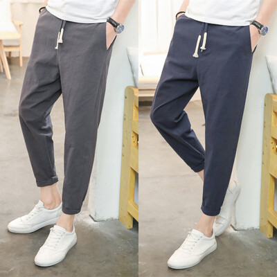 

Men&39s nine-ninths flax flax Korean version of the trend loose-fitting casual pants small feet cotton hemp pants two men&39s pants