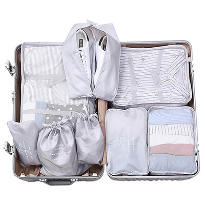

Vilscijon Wei Jian waterproof travel storage bag luggage sorting bag underwear storage bag wash bag suit clothing storage 8 piece set gray 2601