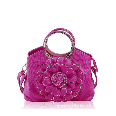 

Brands lady leather handbag new 2016 fashion womens shoulder bag big rose flower bag high quality messenger bag tote bag