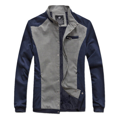 

Zogaa New Spring Mens Jacket Thick Lattice Color Matching Stand Collar