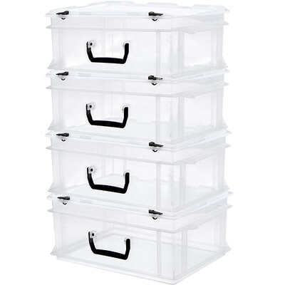 

JEKO&JEKO Tynes plastic transparent storage box 18L 4 Pack storage box clothes toy storage box portable storage box SWB-5465