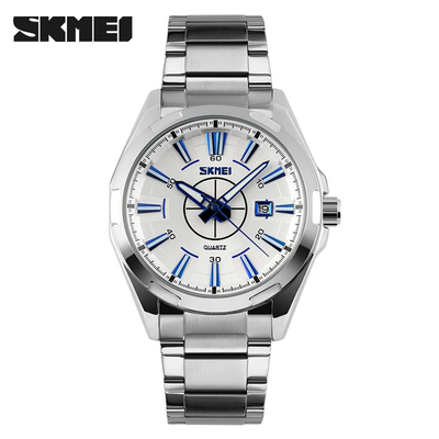 

SKMEI 2016 Brand New Luxury Business Watch для мужчин Аналоговые стальные серебряные часы Модные повседневные наручные часы