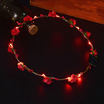 

Wedding Xmas Party Women Girls LED Light Up Flower Headband Hair Wreath Garland