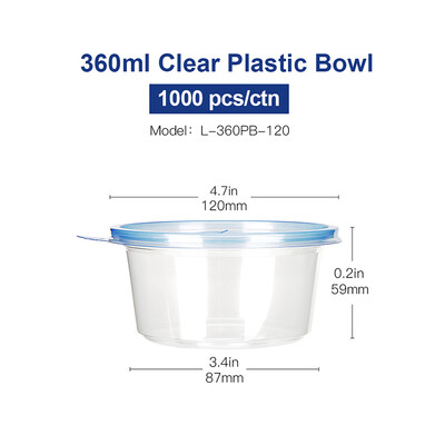 

OTOR Salad Bowl with Lid Take Away Plastic Food Container Clear Bowl Box for Fast Food Bento Microwaveable 120mm 1000pcs