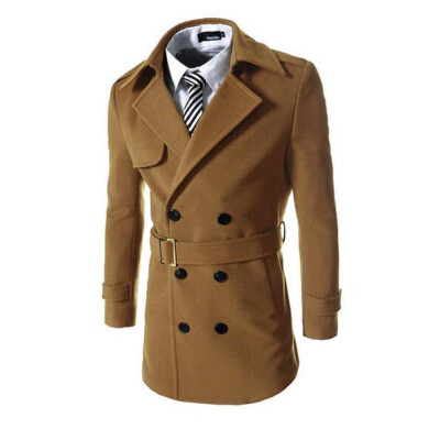 

Zogaa New Men's Wind Coat Wool Double-breasted Warm