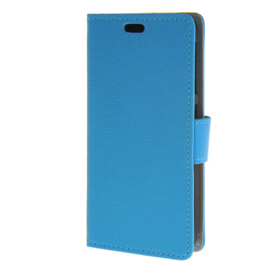 

MOONCASE Simple Leather Flip Wallet Case Card Slot Stand Back Cover for HTC Desire 320 Blue