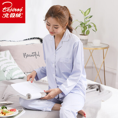 

Arctic velvet pajamas womens spinning silk four seasons long-sleeved cardigan home service four seasons youth Korean temperament ladies home service suit female models Nazang XXL