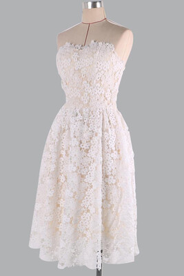 

Floral Lace StraplessTube Flare Women Skater Dress Homecoming Dress