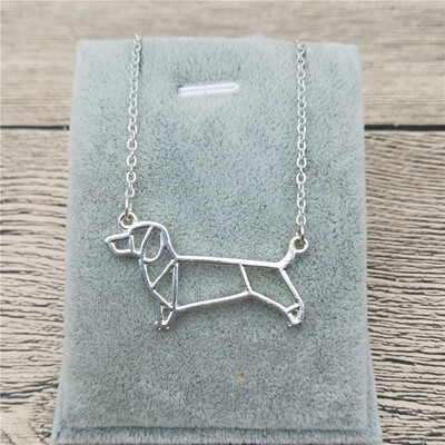 

New Origami Dachshund Necklace Dachshund Charm Female Male Gift Necklace Fashion Women Jewellery Geometric Jewellery