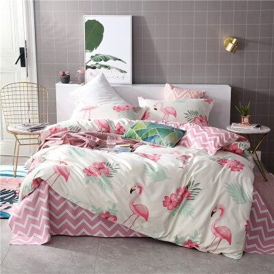 

SlowDream Fashion Pink Flamingos Elegant Bedding Set Light Luxury Duvet Cover Active Printing Set Bed Linen Multi Sizes