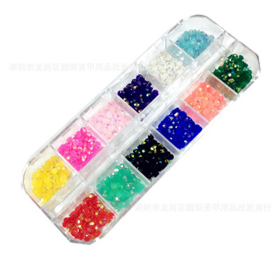 

12 Colorful Crystal Beads Flat Shining Rhinestones for Nails Stone Nail Art DIY Glitter Accessories Manicure Decoration Tools